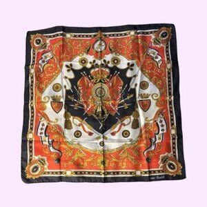 Rare Hand Rolled Foulard Royal Imperial Crown Flag Sword Fleur-de-Lis M Chantal